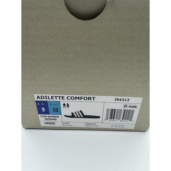 Adidas Adilette Comfort Slides Lightweight Unisex Sandals Black/White M9/W10 - Picture 13 of 15